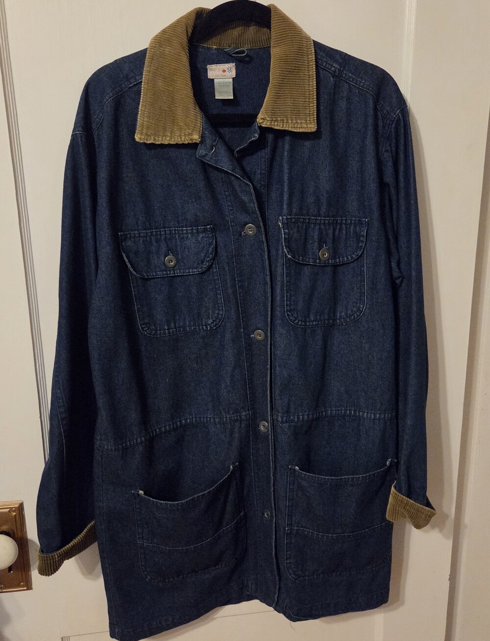 Vintage French Navy Denim Chore Barn Coat Jacket M